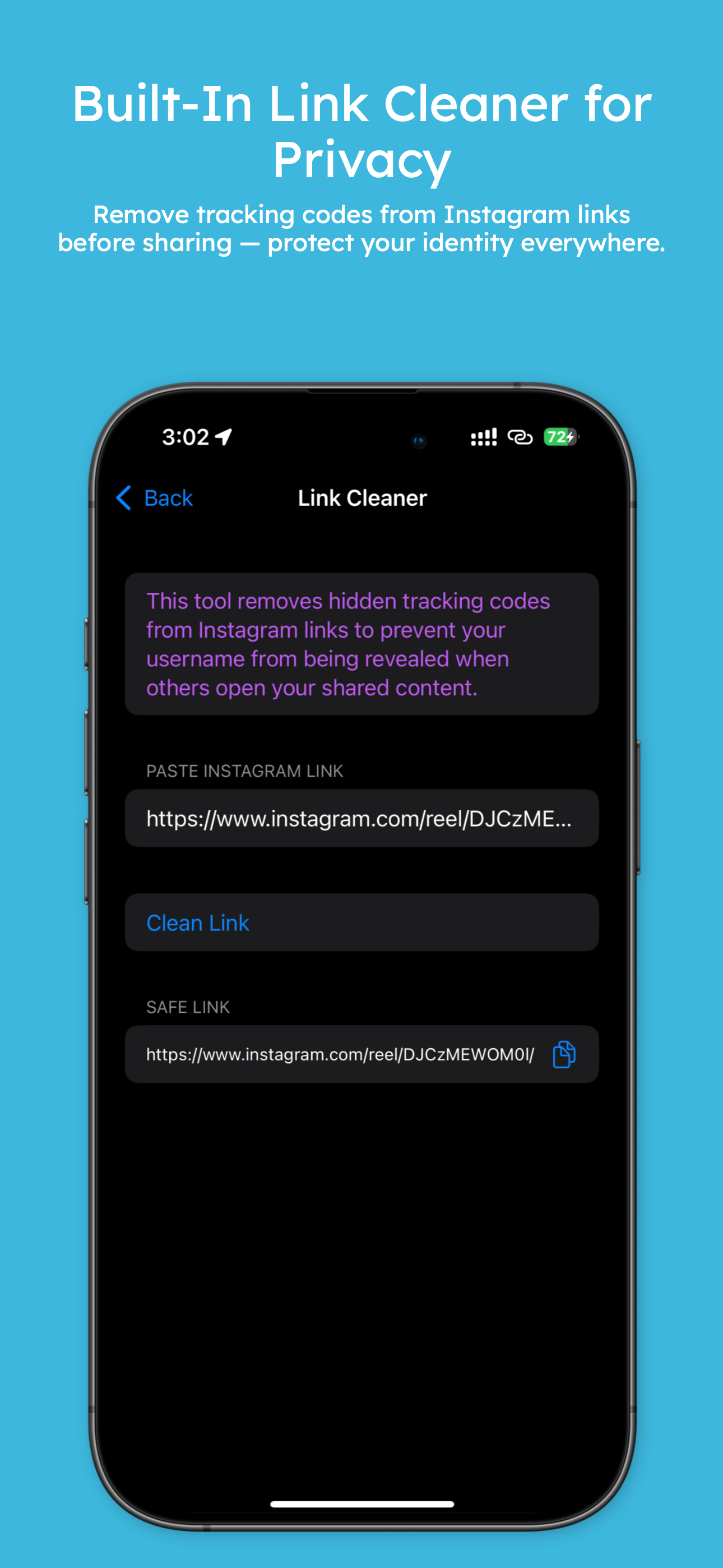 Link Cleaner - Built-in link cleaner for privacy