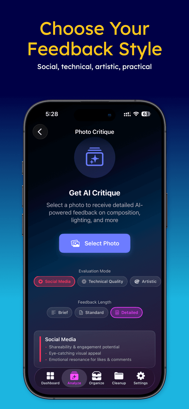 PickEpic critique style selection