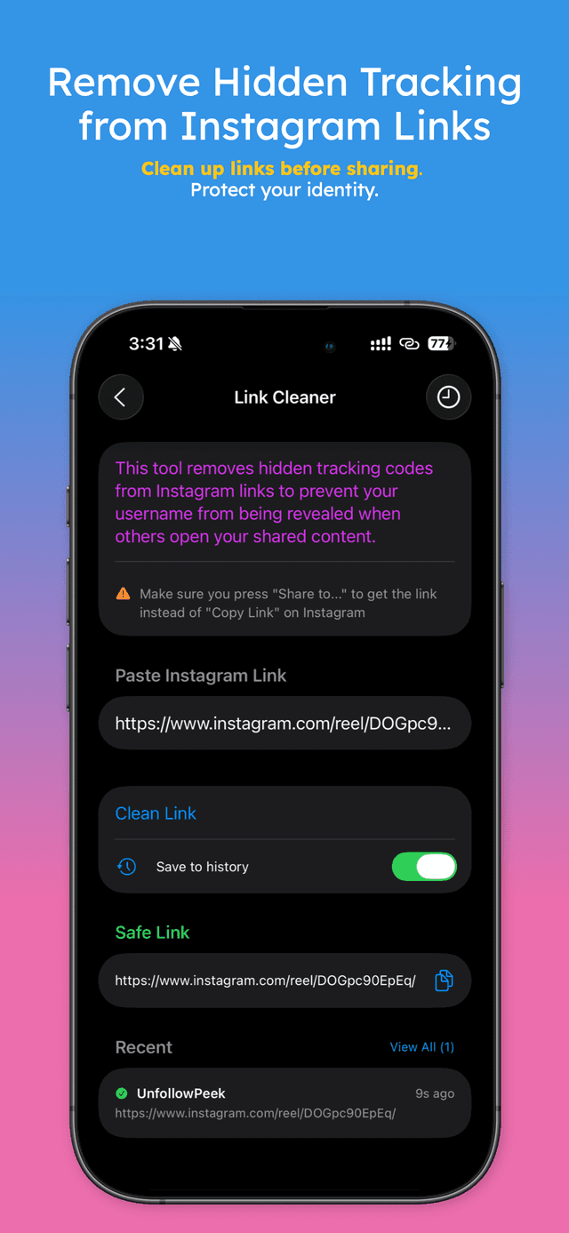 Link Cleaner tool removing hidden tracking codes