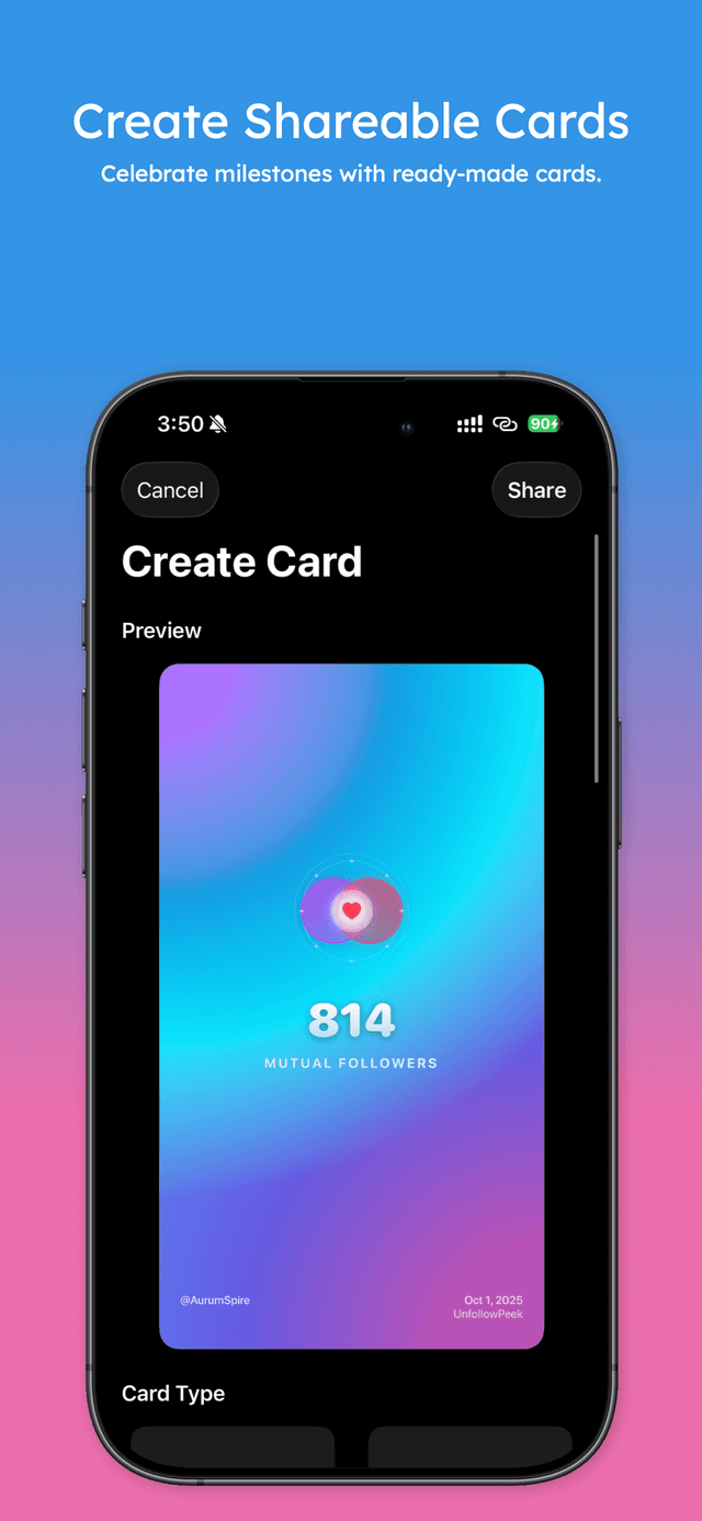 Create shareable cards to celebrate milestones